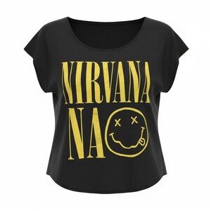 Nirvana NWT Dolman Band Tee Juniors Large Black Yellow Live Nation